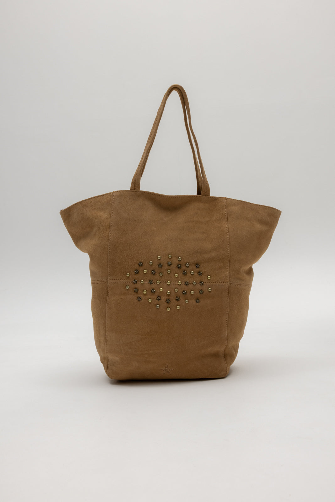 BOLSO SHOPPER PIEL TACHAS CAMEL