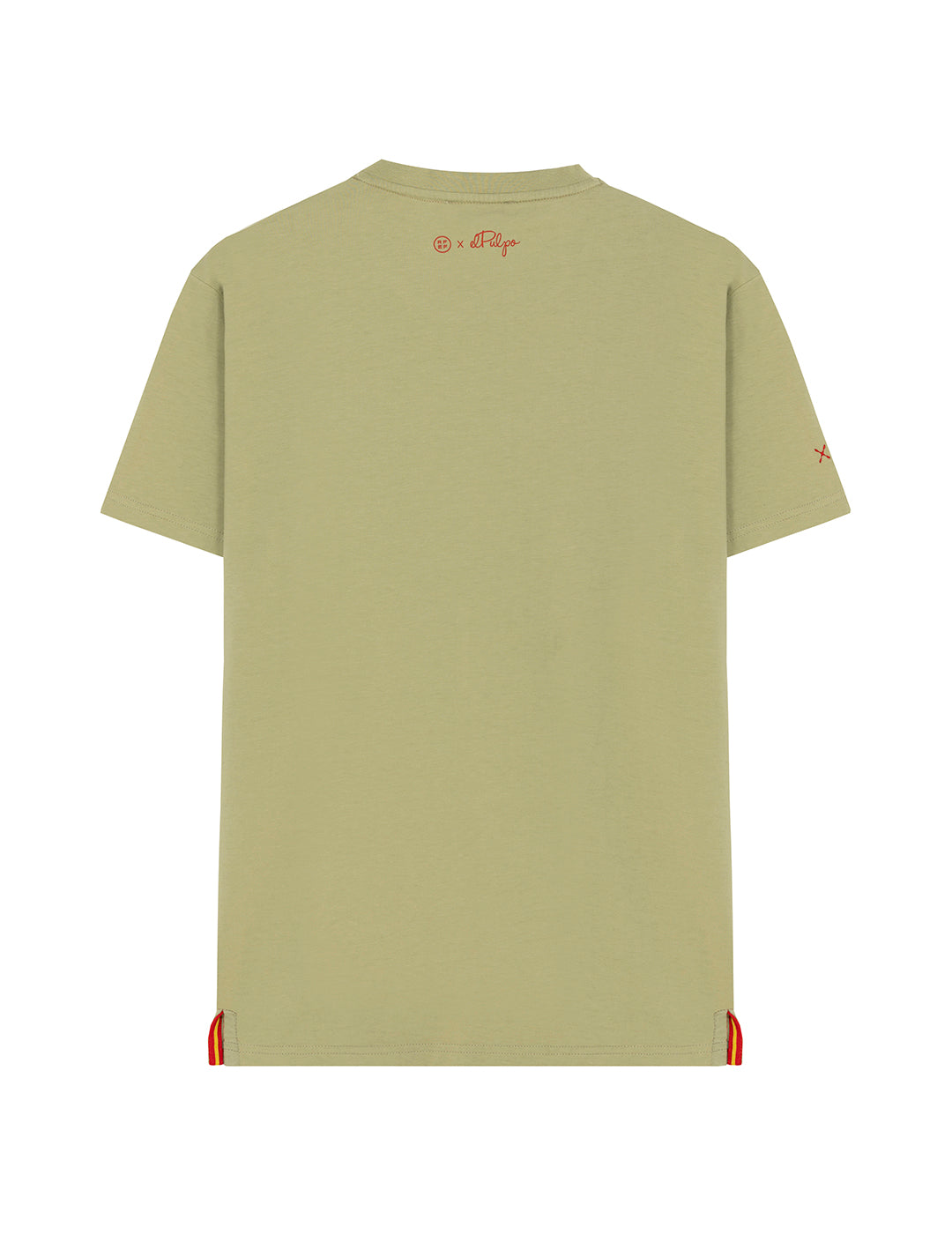 OCTOPUS AND ORANGE PRINT T-SHIRT IN SAGE GREEN