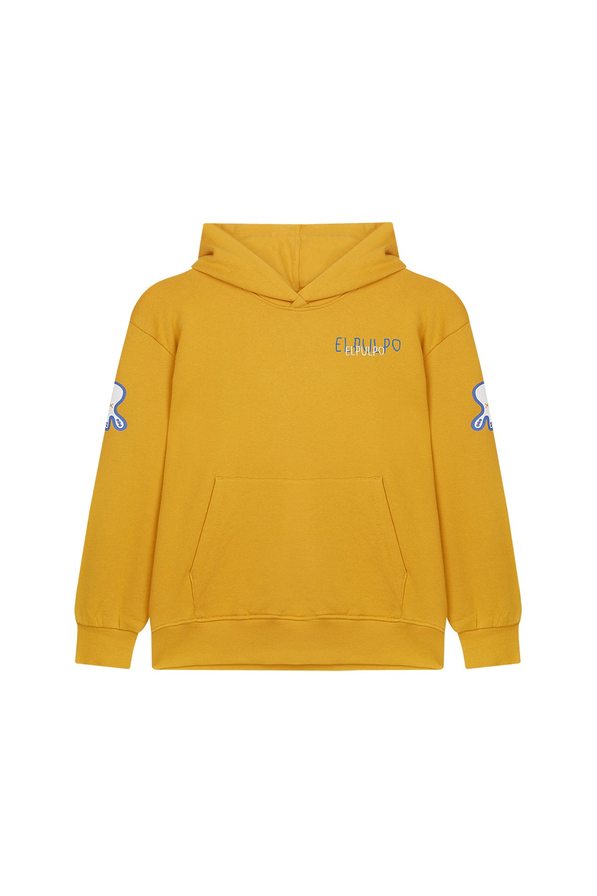 SUDADERA NIÑO OVERSIZE CAPUCHA TRIPLE LOGO MOSTAZA