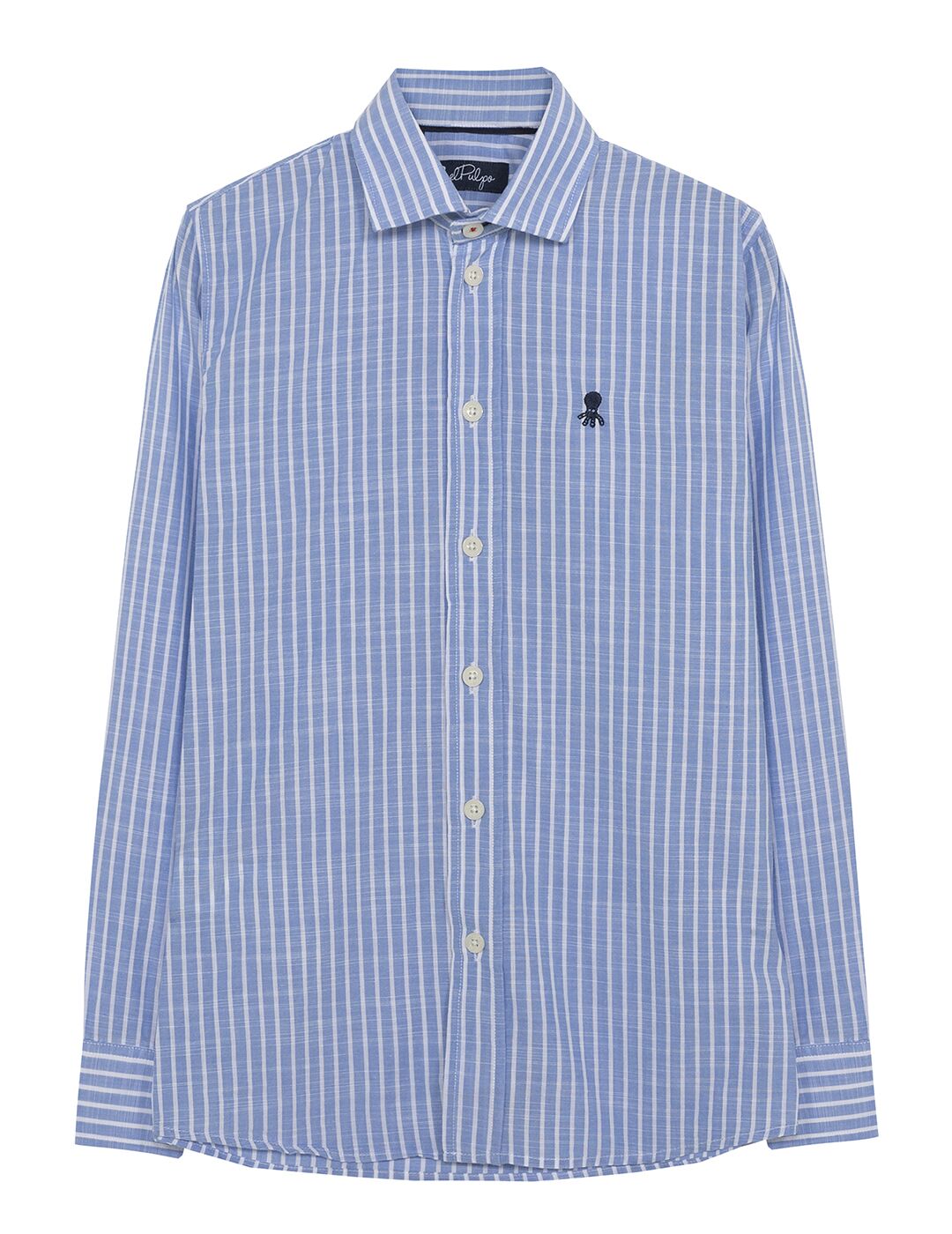 CAMISA NIÑO RELAX STRIPES LINEN AZUL CELESTE