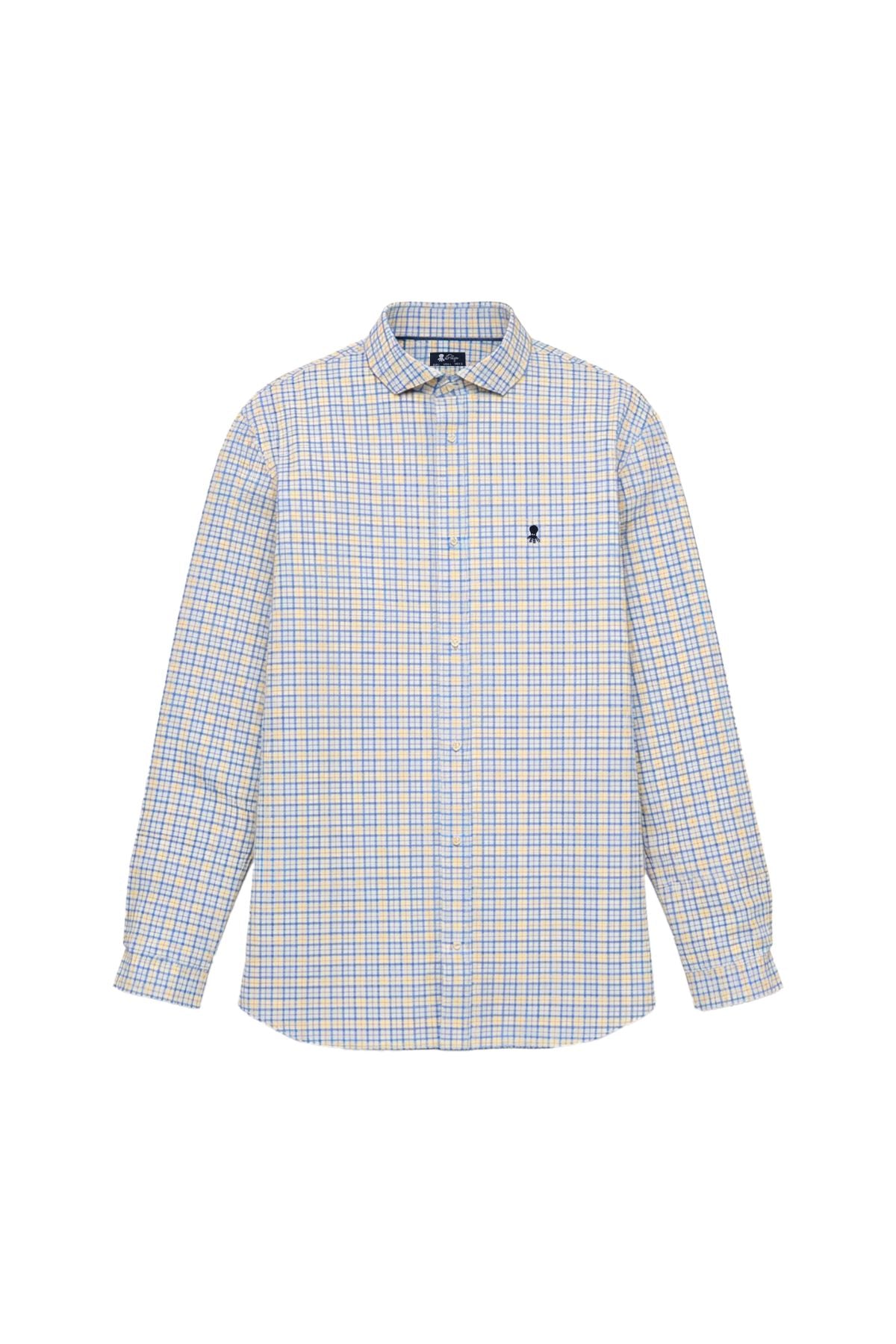 CAMISA OXFORD CUELLO BOTÓN VICHY AMARILLO MULTICOLOR