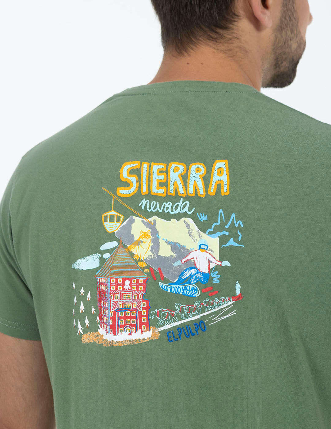 CAMISETA ESTAMPADO SIERRA NEVADA VERDE DELAVÉ