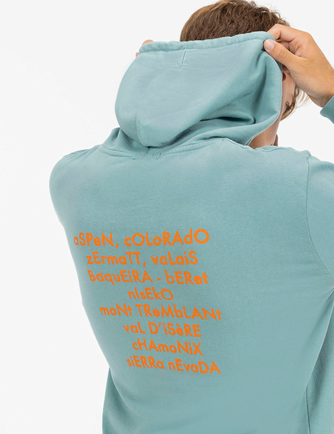 SUDADERA CAPUCHA ESTAMPADO ESTACIONES SKI AZUL ZAFIRO