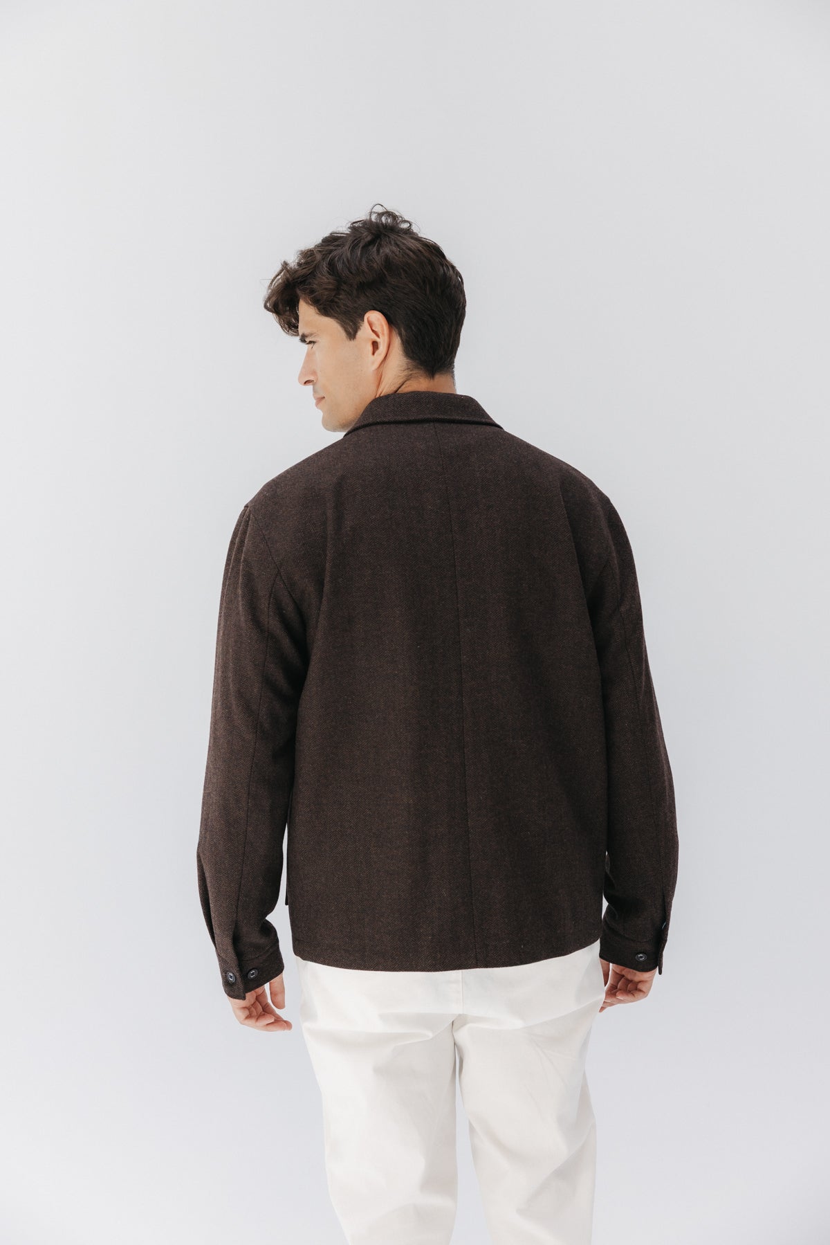 SOBRECAMISA ESPIGA CON LANA MARRÓN