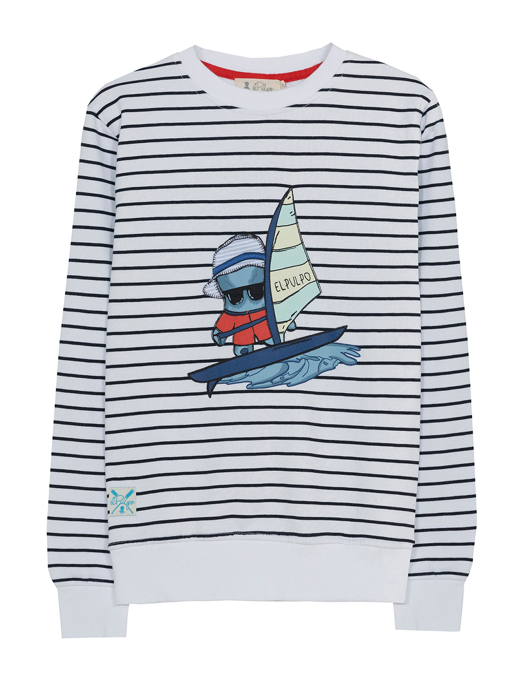 WINDSURFER CREWNECK SWEATSHIRT FOR KIDS WHITE/STRIPES